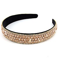 Wecoe Rhinestone Headband Women Girls Bling Headbands Fashion Diamond Headband Crystal Sparkly Headbands Glitter Headband Hair Band Hair Hoop Hair Accessories Gifts For Women Girls Ladies (Coffee)