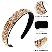 Wecoe Rhinestone Headband Women Girls Bling Headbands Fashion Diamond Headband Crystal Sparkly Headbands Glitter Headband Hair Band Hair Hoop Hair Accessories Gifts For Women Girls Ladies (Coffee)