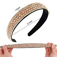 Wecoe Rhinestone Headband Women Girls Bling Headbands Fashion Diamond Headband Crystal Sparkly Headbands Glitter Headband Hair Band Hair Hoop Hair Accessories Gifts For Women Girls Ladies (Coffee)