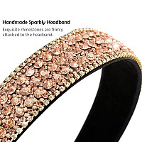 Wecoe Rhinestone Headband Women Girls Bling Headbands Fashion Diamond Headband Crystal Sparkly Headbands Glitter Headband Hair Band Hair Hoop Hair Accessories Gifts For Women Girls Ladies (Coffee)