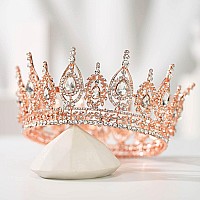 Sweetv Royal Queen Crown Wedding Tiara For Bride Rhinestone Tiaras And Crowns For Women Costume Headpiece For Birthday Cospla