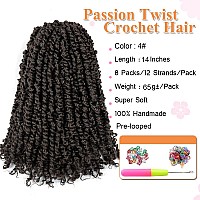 Umylar Pre-twisted Passion Twist Crochet Hair 14 Inch 8 Packs Pre-looped Passion Twists Crochet Hair For Black Women Short Passion Twist Bohemian Braids Synthetic Braiding Hair Extension (14 Inch (Pack of 8), 4#)