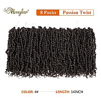 Umylar Pre-twisted Passion Twist Crochet Hair 14 Inch 8 Packs Pre-looped Passion Twists Crochet Hair For Black Women Short Passion Twist Bohemian Braids Synthetic Braiding Hair Extension (14 Inch (Pack of 8), 4#)