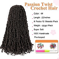 Umylar Pre-twisted Passion Twist Crochet Hair 22 Inch 8 Packs Pre-looped Passion Twist Braids Crochet Hair For Women Synthetic Braiding Hair Extension (22 Inch (Pack of 8), 4#)