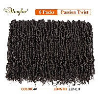 Umylar Pre-twisted Passion Twist Crochet Hair 22 Inch 8 Packs Pre-looped Passion Twist Braids Crochet Hair For Women Synthetic Braiding Hair Extension (22 Inch (Pack of 8), 4#)