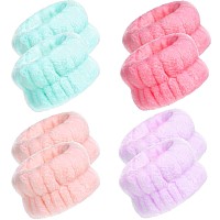 Chuangdi 4 Pairs Wrist Spa Wrist Bands For Washing Face Microfiber Wrist Wash Towel Band Scrunchies Absorbent Wrist Sweatband Fo