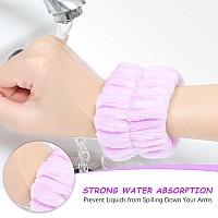 Chuangdi 4 Pairs Wrist Spa Wrist Bands For Washing Face Microfiber Wrist Wash Towel Band Scrunchies Absorbent Wrist Sweatband Fo