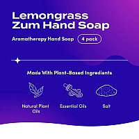 Zum Indigo Wild Hand Soap Natural Liquid Hand Soap Perfect Bathroom Kitchen Hand Soap Lemongrass Scent 12 Oz 4 Pack