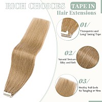 Rich Choices Tape In Hair Extensions Human Hair 40Pcs 100G Balayage Dark Blonde 100 Remy Hair Extensions Real Human Hair Seamle