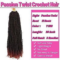 8 Packs Passion Twist Crochet Hair 20 Inch Prelooped Crochet Braids Pretwisted Spring Twist Crochet Hair For Black Women 20 Inc