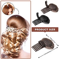 4 Pieces Puff Hair Head Cushion Invisible Fluffy Hair Pad Sponge Clip Front Hair Base Comb Bun Bump Up Volume Hair Base Invisible Fluffy Styling Insert Increase Hair Pad for Women Girls (Brown, Black)