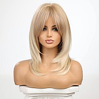 HAIRCUBE Light Blonde Wigs for Women Shoulder Length Natural Curly Wigs for Daily Use Touch Fell Like Real Hair