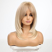 HAIRCUBE Light Blonde Wigs for Women Shoulder Length Natural Curly Wigs for Daily Use Touch Fell Like Real Hair