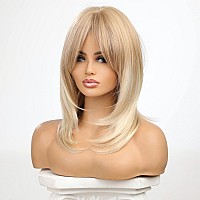 HAIRCUBE Light Blonde Wigs for Women Shoulder Length Natural Curly Wigs for Daily Use Touch Fell Like Real Hair