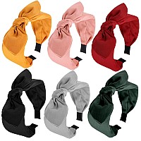 Jaciya 6Pcs Knotted Bow Headbands For Women Turban Wide Headbands For Women Top Knot Hair Bands Diademas Para Mujer