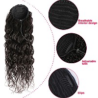 Drawstring Ponytail Extension Human Hair Water Wave Afro Ponytail Natural Black Color Brazilian Virgin Human Hair Ponytail Remy