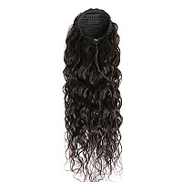 Drawstring Ponytail Extension Human Hair Water Wave Afro Ponytail Natural Black Color Brazilian Virgin Human Hair Ponytail Remy