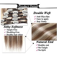 Snoilite Clip In Hair Extensions Human Hair Balayage Thick True Double Weft 100 Real Human Hair Full Head 8 Pieces 18 Clips St