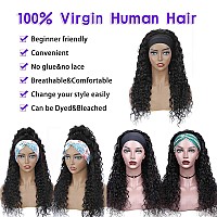 Fashion Plus Headband Wig Human Hair Water Wave Headband Wigs For Black Women Brazilian Virgin Curly Human Hair Headband Wigs No