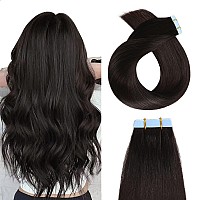 Yilite Tape In Hair Extensions 24 Inches 20Pcs 50G Silky Straight Tape In Human Hair Extensions Off Black Color Real Human Hair