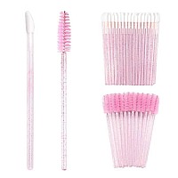 G2Plus100Pcs Disposable Lip Wands And Mascara Applicators Glitter Crystal Lip Brush And Glitter Crystal Eyelash Mascara Brushes