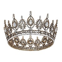 Sweetv Royal Queen Crown Wedding Tiara For Bride Rhinestone Tiaras And Crowns For Women Costume Headpiece For Birthday Cospla