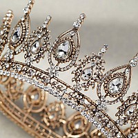 Sweetv Royal Queen Crown Wedding Tiara For Bride Rhinestone Tiaras And Crowns For Women Costume Headpiece For Birthday Cospla