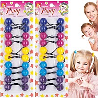 20 Pcs 20Mm Hair Ties Hair Accessories For Girls Cute Hair Ties With Balls Bubble Twinbead Ponytail Holders Navydark Magentay