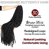 30 Inch Light Weight Butterfly Locs Crochet Hair 8 Packs Long Black Distressed Butterfly Faux Locs Crochet Hair 1