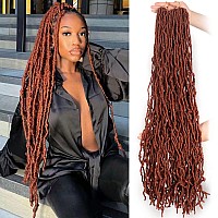 Leeven New Faux Locs Crochet Braids Hair 36 Inch Ginger Distressed Soft Locs Long Goddess Locs 3 Packs Copper Red Pre Looped Ext