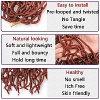 Leeven New Faux Locs Crochet Braids Hair 36 Inch Ginger Distressed Soft Locs Long Goddess Locs 3 Packs Copper Red Pre Looped Ext