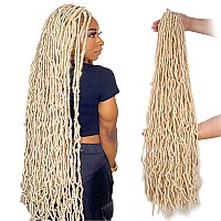 Leeven 36 Inch Blonde Soft Locs Crochet Braids Hair 3 Packs Pre Looped Faux Locs Natural Wavy Super Long Goddess Locs Braiding H