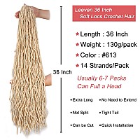 Leeven 36 Inch Blonde Soft Locs Crochet Braids Hair 3 Packs Pre Looped Faux Locs Natural Wavy Super Long Goddess Locs Braiding H