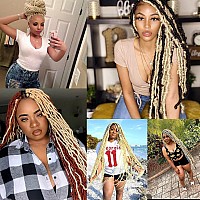 Leeven 36 Inch Blonde Soft Locs Crochet Braids Hair 3 Packs Pre Looped Faux Locs Natural Wavy Super Long Goddess Locs Braiding H