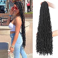 Leeven 36 Inch Soft Locs Crochet Hair 3 Packs Light Brown Faux Locs Pre Looped Natural Butterfly Locs Crochet Braids Long Goddes