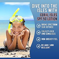 Coral Isles Sunscreen Spf 50 Hawaii Compliant As Reef Safe Octinoxate Oxybenzone Free Broad Spectrum Uvauvb Protection