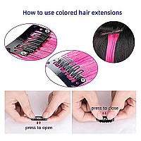 Tengniuniu Colored Hair Extensions Clip In Blue 12 Pieces Highlights Party For Kids Girls Women 16 Inch Wavy Curly Synthetic