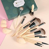 Ducare Makeup Brushes 14Pcs With 3Pcs Makeup Spong & Cosmetic Bag - Lime Mojito Series Valentines Day Gifts Professional Kabuki Foundation Blending Brush Face Powder Blush Concealers Eye Shadows