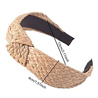 Lvyeer 3 Pack Straw Headbands Fashion Rattan Wide Head Band Boho Headband Summer Bohemian Woven Hair Head Bands Hair Band For Wo