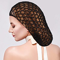 Waydress 2 Pieces Mesh Hair Net Rayon Knit Snood Women Crocheted Sleep Cap (Black)