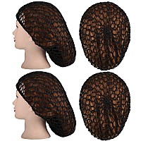 Waydress 2 Pieces Mesh Hair Net Rayon Knit Snood Women Crocheted Sleep Cap (Black)