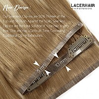 Lacer 22 Inch Seamless Clip In Hair Extensions Human Hair Ombre B860 Light Brown Fading To Platinum Blonde Real Remy Human Hai