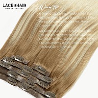 Lacer 22 Inch Seamless Clip In Hair Extensions Human Hair Ombre B860 Light Brown Fading To Platinum Blonde Real Remy Human Hai