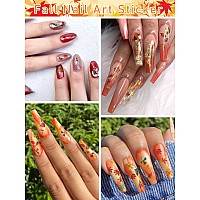 Kalolary 2 Boxes Maple Leaves Nail Art Sequins 3D Fall Leaves Stickers For Acrylic Nails Maple Leaves Wood Pulp Glitter Flakes