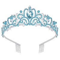 Didder Silver Tiaras and Crowns for Women, Blue Crystal Tiara Crowns For Women Girls Elegant Crown with Combs Princess Crown Tiara Birthday Crowns for Women Bridal Wedding Prom Birthday Party