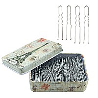 200pcs U Shaped Hair Pins Silver with Cute Case, Hairpins for Buns, Premium Bobby Pins for Kids, Girls and Women, Great for All Hair Types(2.4 & 2 Inch) (Silver)