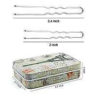 200pcs U Shaped Hair Pins Silver with Cute Case, Hairpins for Buns, Premium Bobby Pins for Kids, Girls and Women, Great for All Hair Types(2.4 & 2 Inch) (Silver)