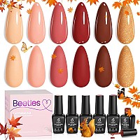 Beetles Fall Gel Nail Polish Set 6 Colors Shoot To Your Heart Collection Popular Nude Maroon Neutral Brown Gel Nail Polish Fall