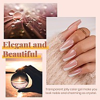 beetles Gel Polish Set- 6 Colors Transparent Jelly Gel Milky White Sheer Pink Nude Gel Ultimate Monochrome Collection Soak off U V Gel Nail Polish Salon DIY Gel Nail Kit Nails Gift for Women