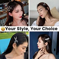 10 PACK Fancy Rhinestone Hair Clips, Sparkly Aesthetic Gold & Silver Hair Barrettes, Cute Women Girl Fashion Hair Accessories